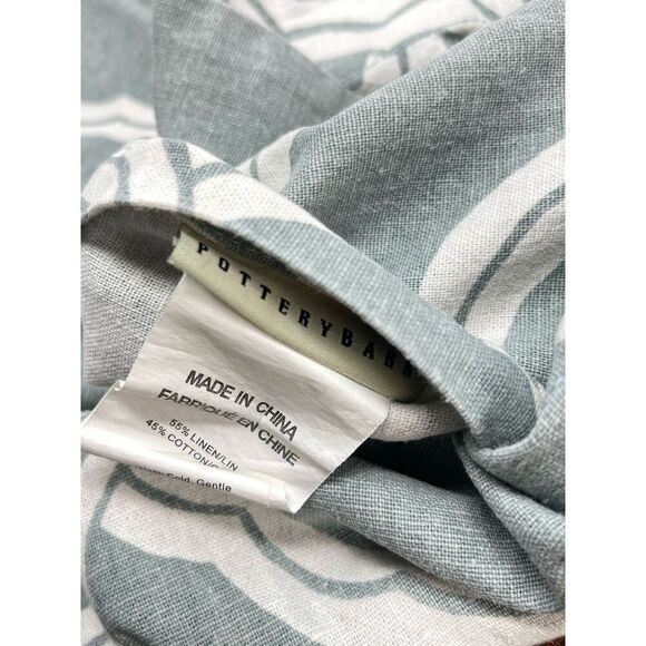 POTTERY BARN Kendra Trellis Blue White King Pillow Sham Cotton Linen Blend - Picture 5 of 5